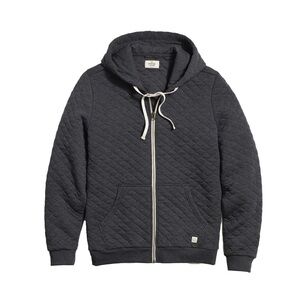 Marine Layer Medium Quilted Zip Up Hoodie Charcoal Gray Men's